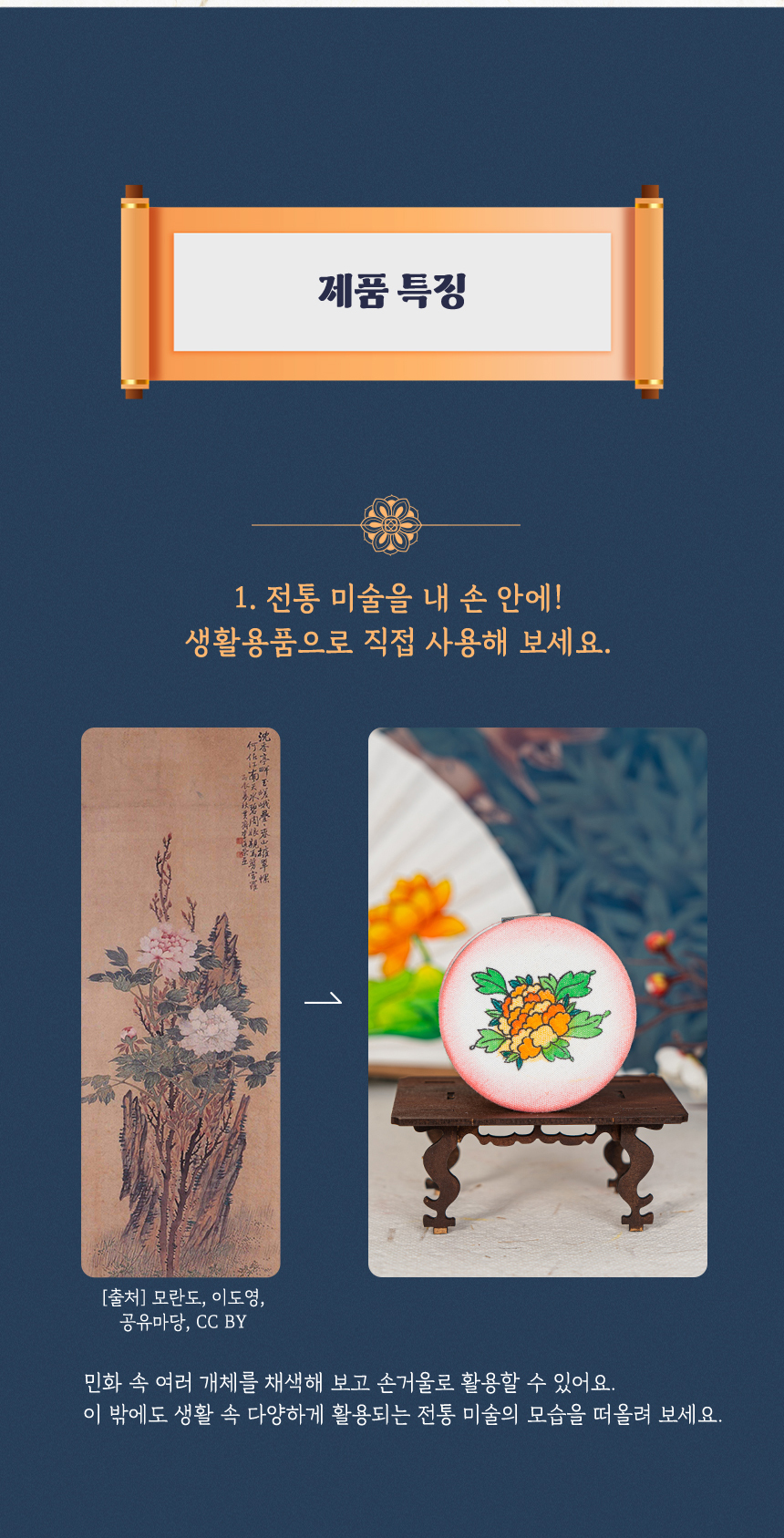 민화 패브릭 손거울